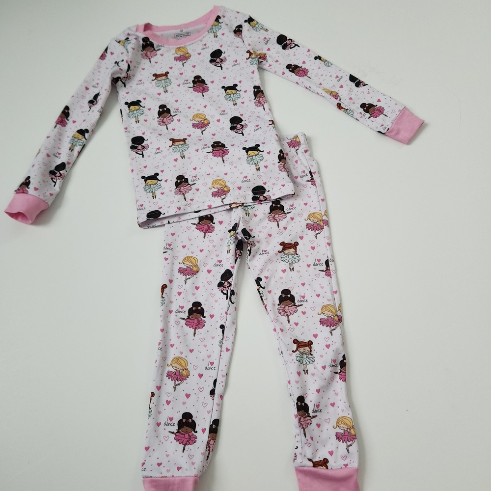 Penelope Mack LTD Girls 4T Ballerina Pajamas Set Pink White Long Sleeve‎ Pants